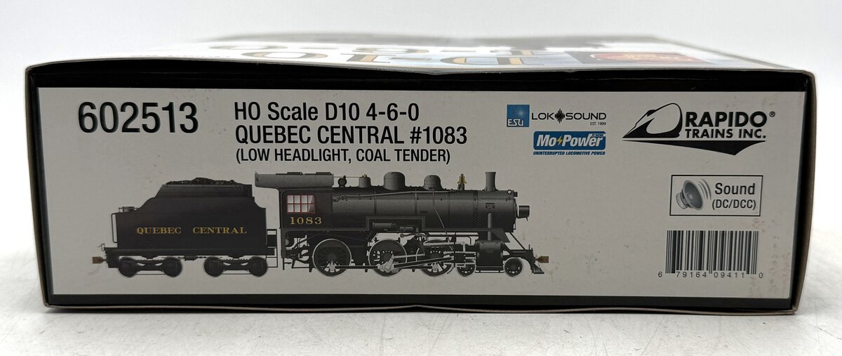 Rapido Trains 602513 HO Quebec Central D10k Steam Locomotive DCC/Sound #1083