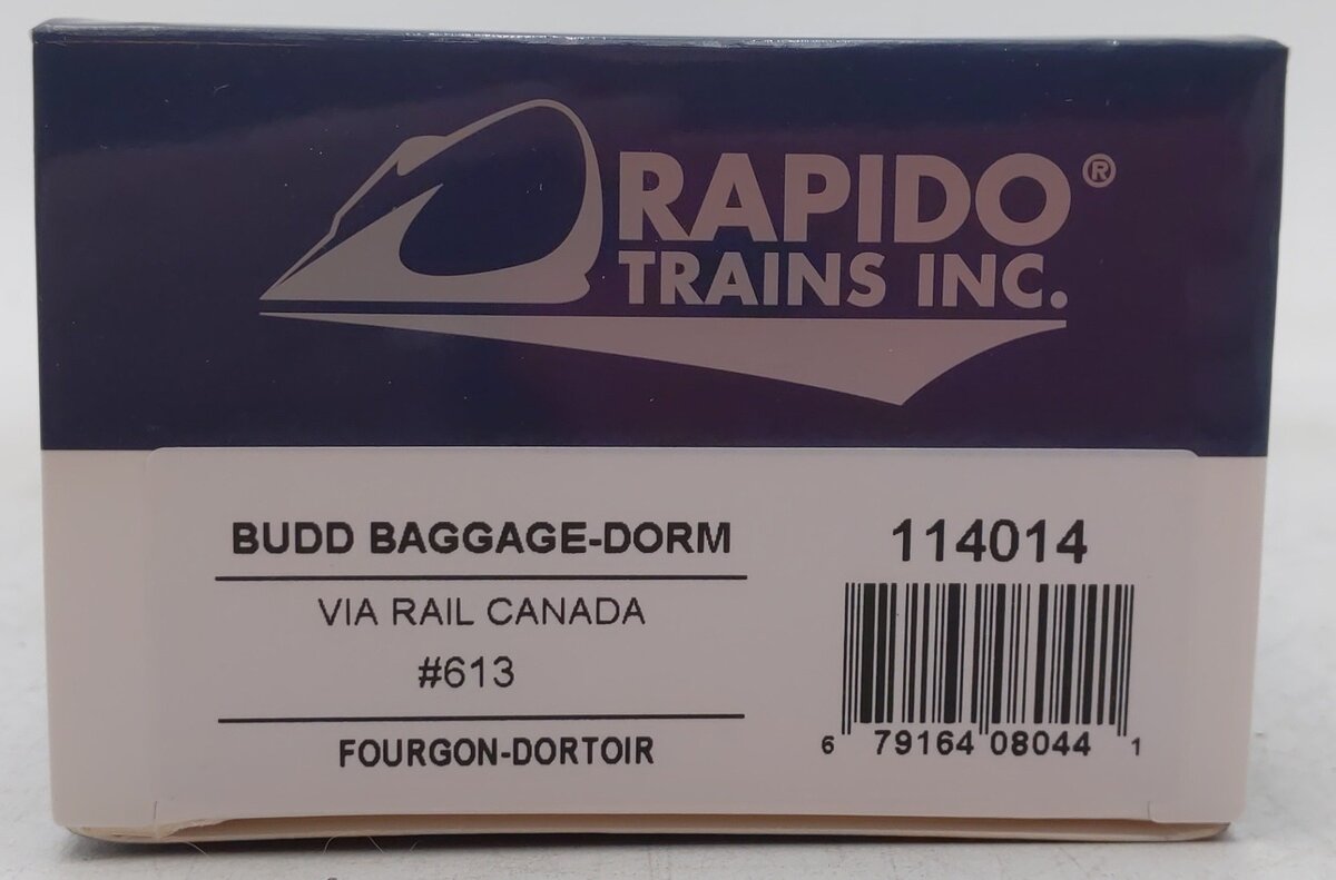 Rapido Trains 114014 HO VIA Rail Original Scheme Budd Baggage-Dorm Car #613