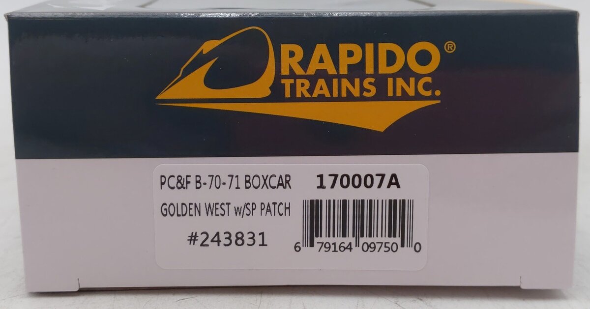 Rapido Trains 170007A HO Golden West with SP Patch PCF B70 Boxcar Single Car