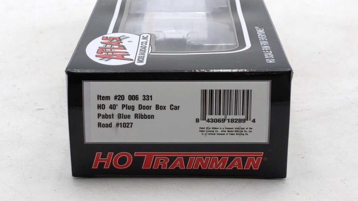 Atlas 20006331 HO Scale Pabst Blue Ribbon 40' Plug Door Boxcar #1027