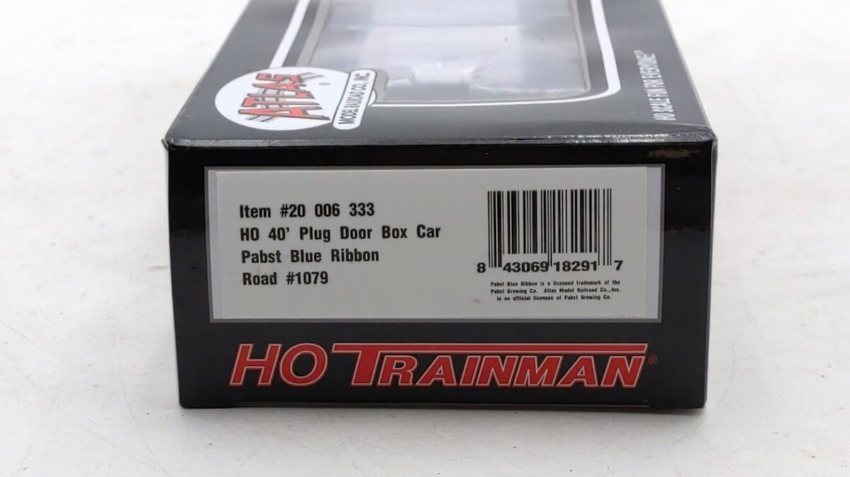 Atlas 20006333 HO Scale Pabst Blue Ribbon 40' Plug-Door Boxcar #1079