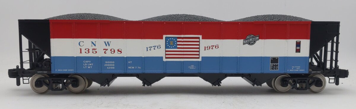 MTH 70-75011 G Scale Chicago Northwestern 4-Bay Hopper #135798-99 (Metal Wheels)