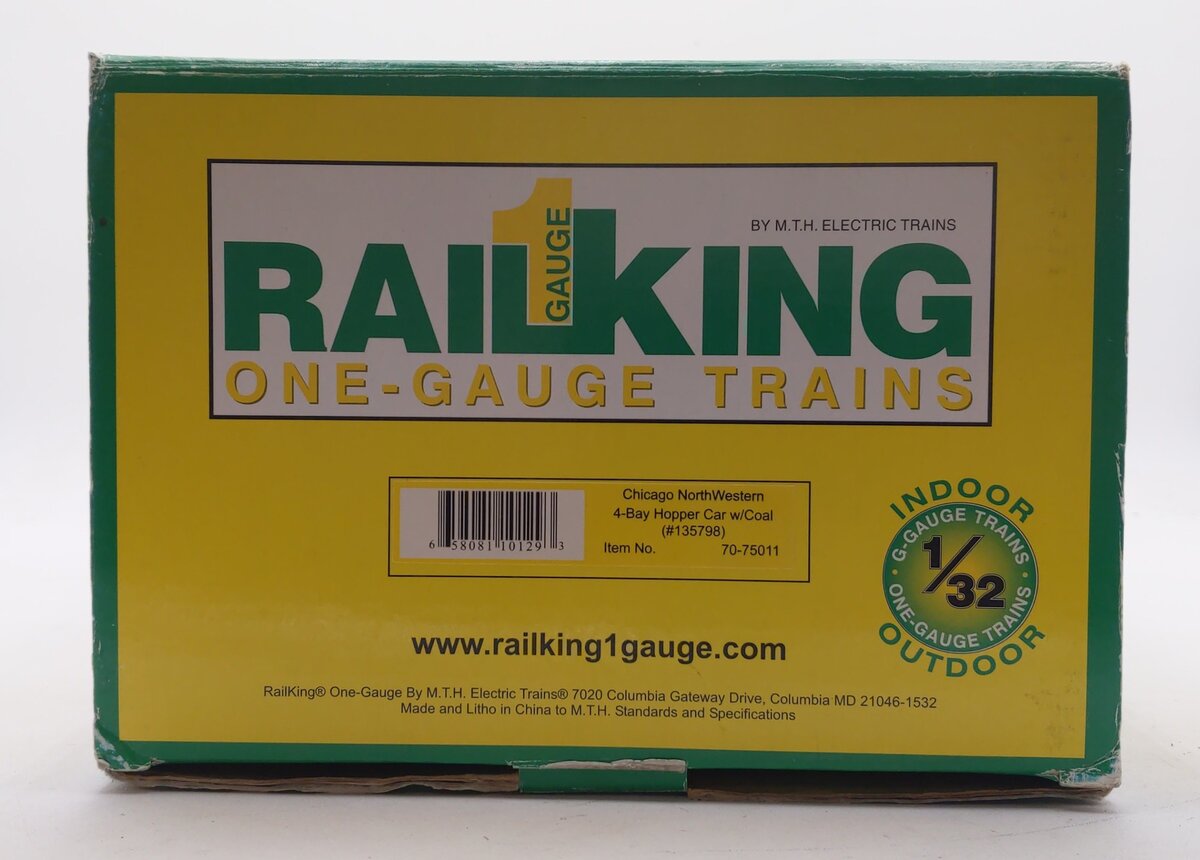 MTH 70-75011 G Scale Chicago Northwestern 4-Bay Hopper #135798-99 (Metal Wheels)