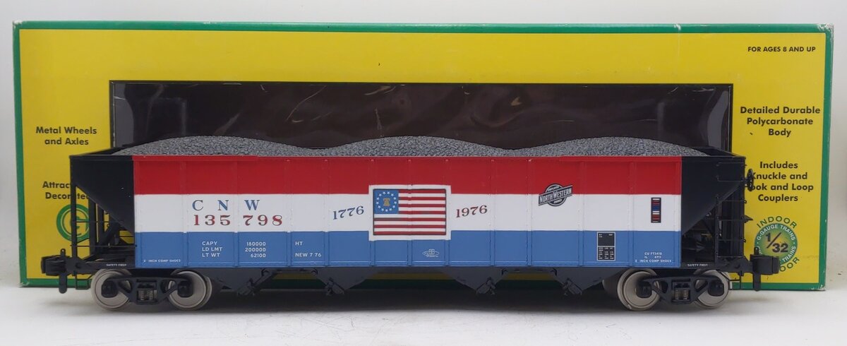 MTH 70-75011 G Scale Chicago Northwestern 4-Bay Hopper #135798-99 (Metal Wheels)