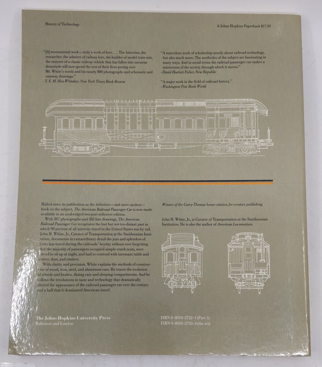 The American Railroad Passenger Car Part.1 Paperback Book By John W. White Jr. VG