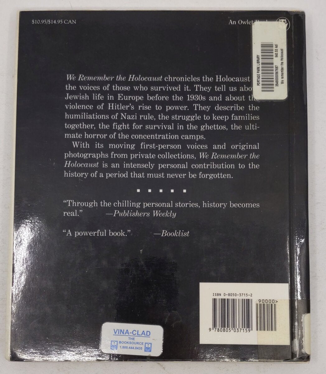 We Remember the Holocaust Paperback Book By David A. Adeler VG