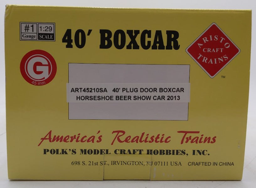 Aristo-Craft 45210SA G Gauge Horseshoe Beer Show 40' Plug Door Boxcar #19520 LN/Box