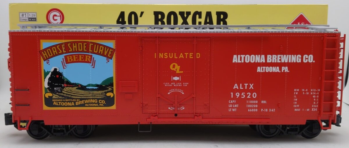 Aristo-Craft 45210SA G Gauge Horseshoe Beer Show 40' Plug Door Boxcar #19520 LN/Box