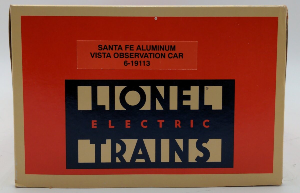 Lionel 6-19113 O Gauge Santa Fe "Vista Valley" Aluminum Vista Observation Car EX/Box