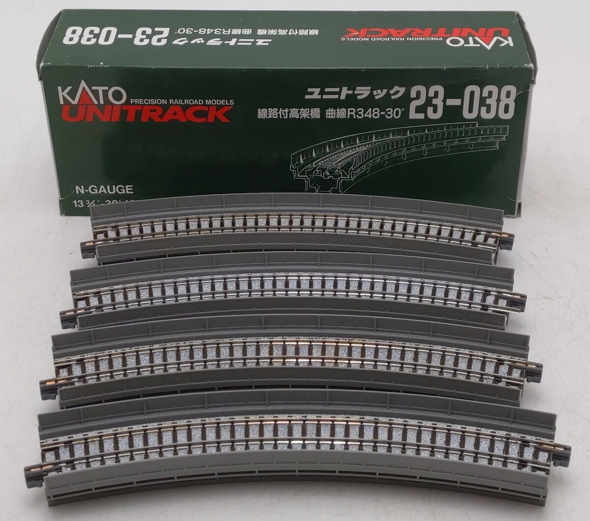Kato 23-038 N Scale Curved Unitrack Section (Box of 4) EX/Box