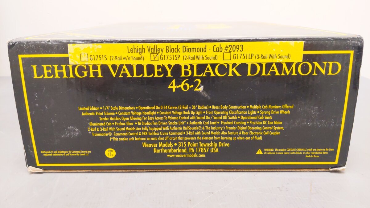 Weaver G1751SP O BRASS Lehigh Valley Black Diamond [2-Rail] #2093 EX/Box