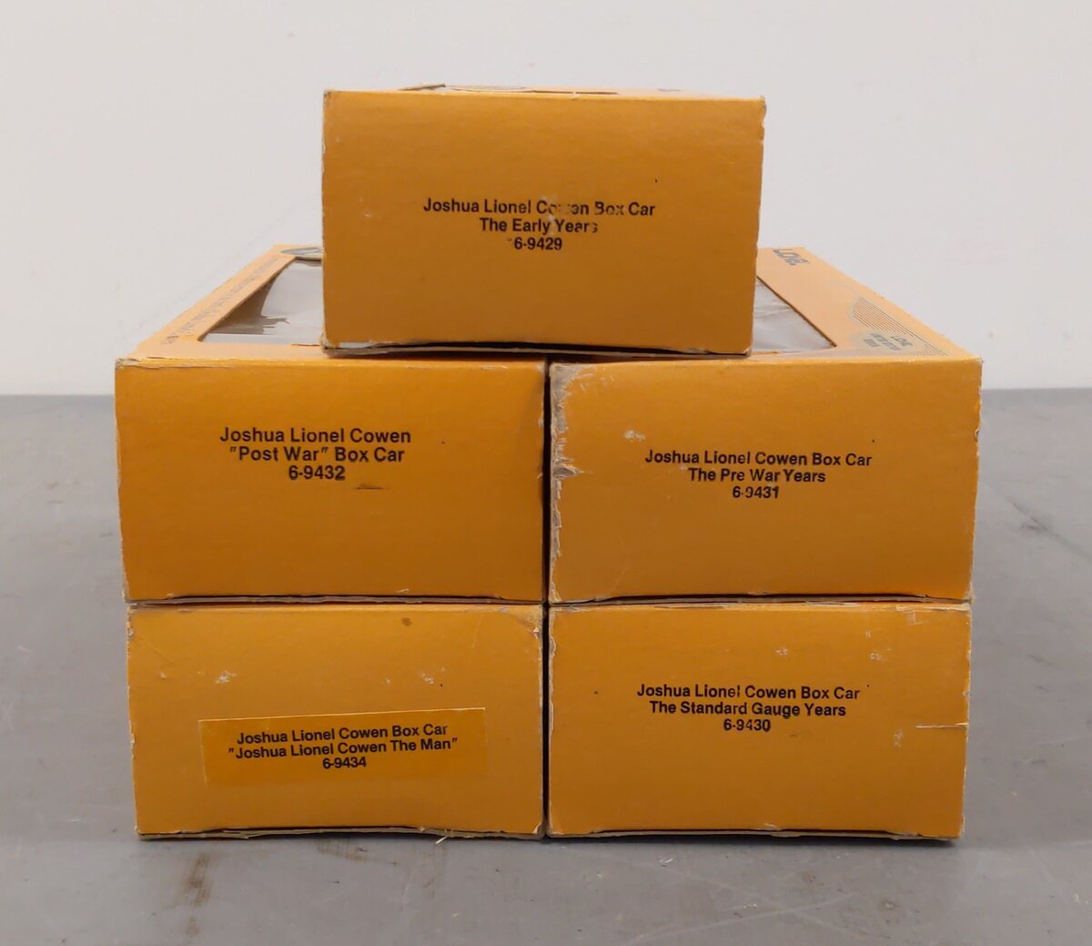 Lionel O Assorted Joshua Cowen Boxcars: 9434, 9431, 9429, 9430, 9432 [5] VG/Box