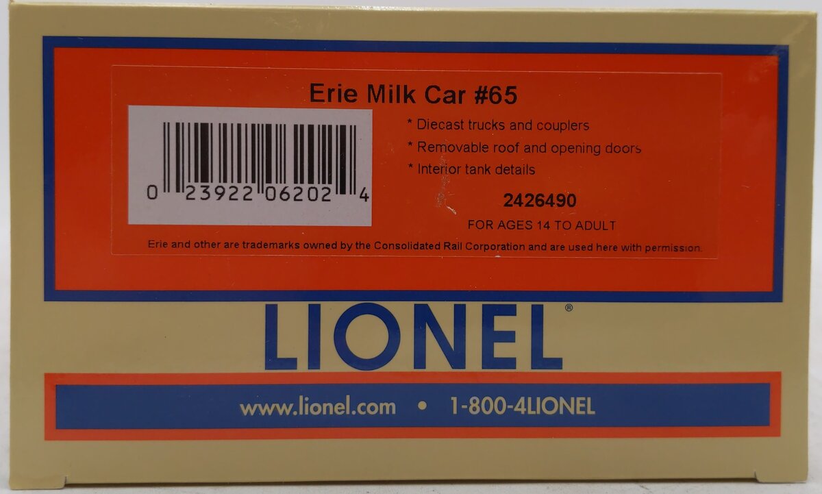 Lionel 2426490 O Erie Milk Car #65