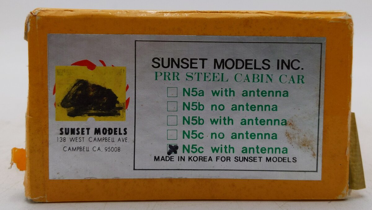 Sunset Models N5C HO Scale Brass PRR N5c Steel Cabin Car w/ Antenna (UnPainted) EX/Box