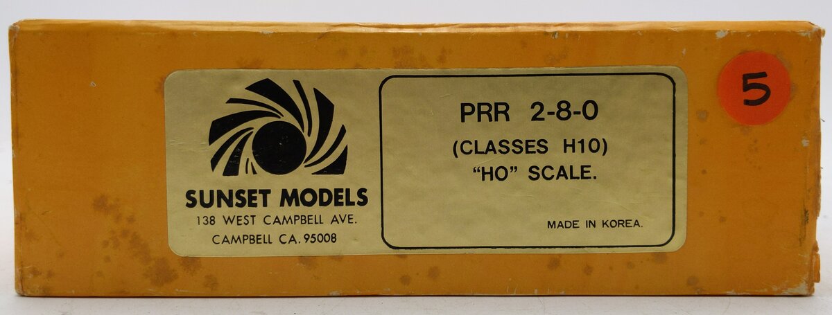 Sunset Models Brass HO PRR Class H-10 2-8-0 Steam Locomotive & Tender- Unpainted EX/Box