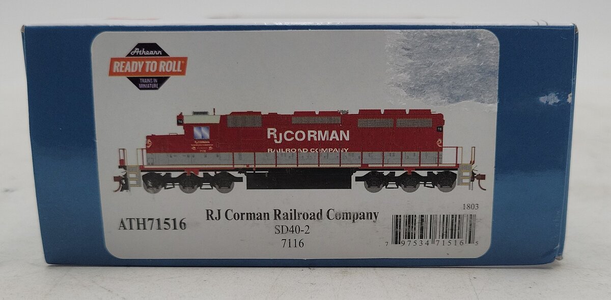 Athearn 71516 HO RJ Corman RTR SD40-2 Diesel Locomotive #7116 LN/Box