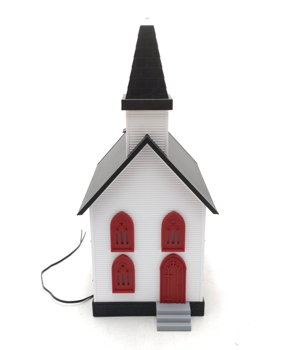 MTH 30-9057 O Gauge White Country Church with Black & Red Trim EX