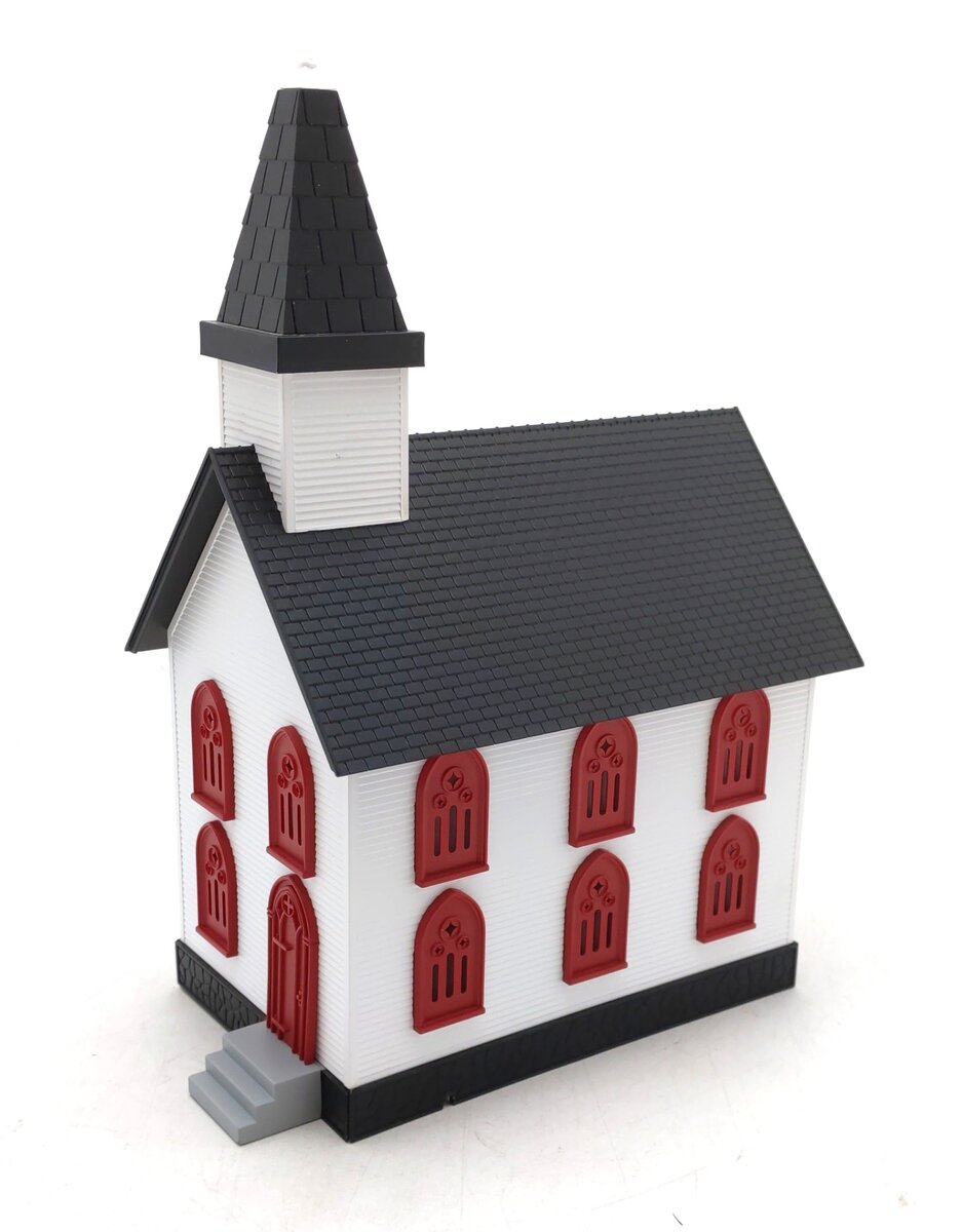 MTH 30-9057 O Gauge White Country Church with Black & Red Trim EX