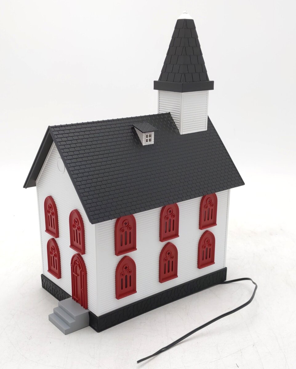 MTH 30-9057 O Gauge White Country Church with Black & Red Trim EX
