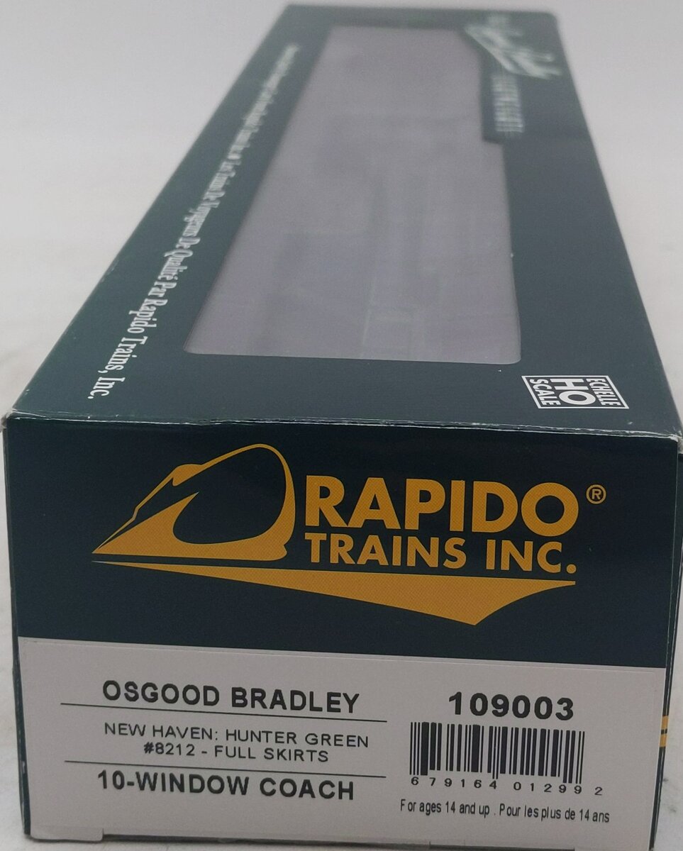 Rapido Trains 109003 HO New Haven 10-Window Coach Phase I #8212 MT/Box