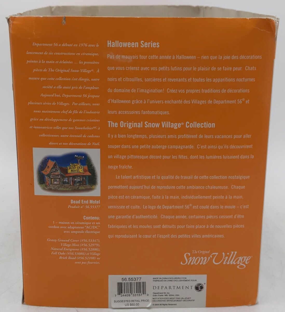Dept 56 56.55377 Snow Village Halloween Dead End Motel Ceramic Building EX/Box