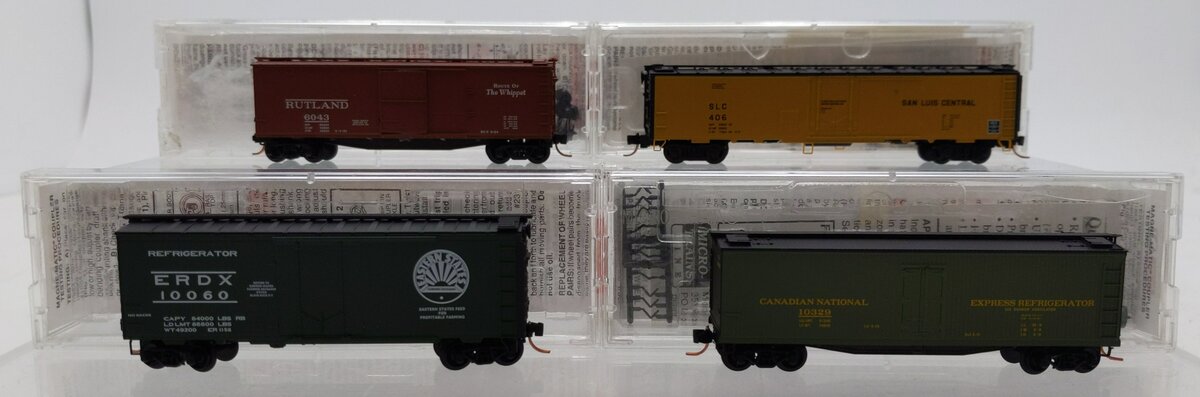 Micro-Trains N Scale Assorted Freight Cars: 10060, 10329, 406, 6043 [4] LN/Box
