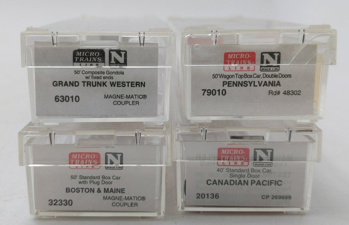 Micro-Trains N Scale Assorted Freight Cars: 269669, 1919, 48302, 145457 [4] LN/Box