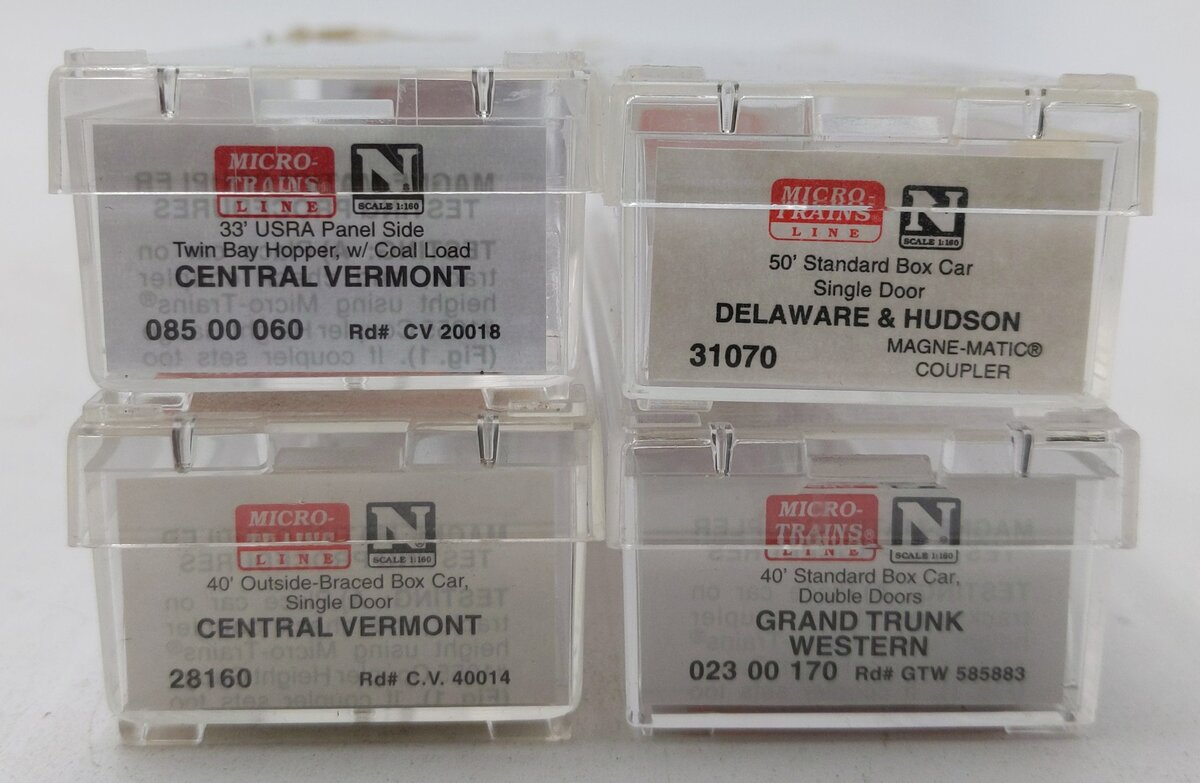 Micro-Trains N Scale Assorted Freight Cars: 40014, 22134, 585883, 20018 [4] LN/Box