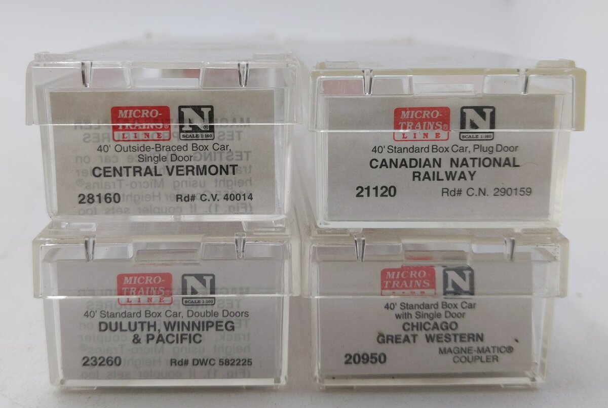 Micro-Trains N Scale Assorted Freight Cars: 40014, 282225, 90017, 290159 [4] LN/Box