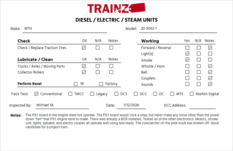 MTH 20-3042-1 O Chesapeake & Ohio M-1 Steam Turbine Electric Locomotive w/PS1 EX/Box