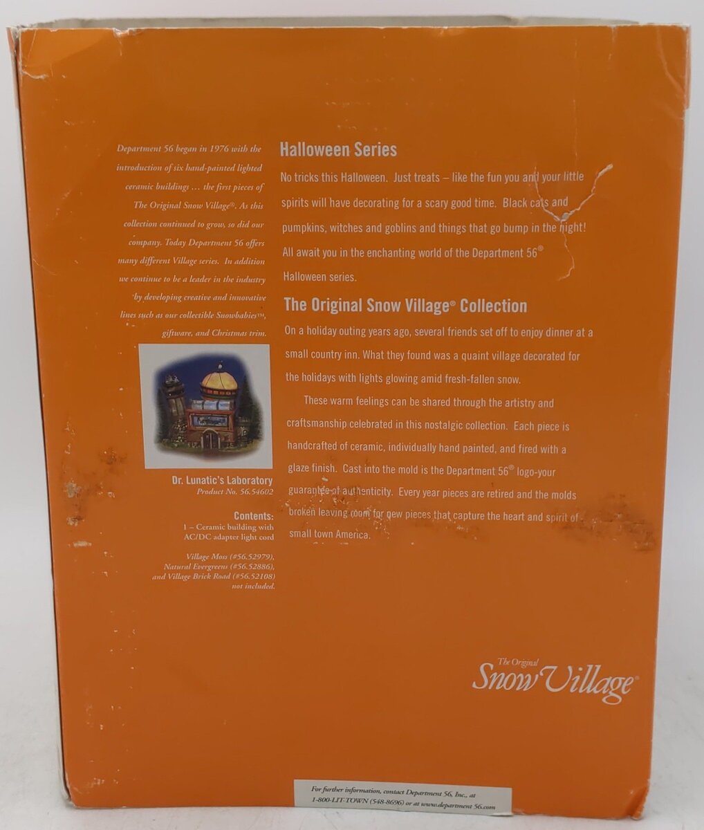 Dept 56 56.54602 Snow Village Halloween Dr. Lunatic's Laboratory EX/Box