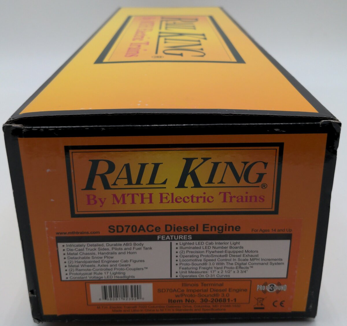 MTH 30-20681-1 Illinois Terminal SD70ACe Imperial Diesel Engine w/PS 3.0 #1072