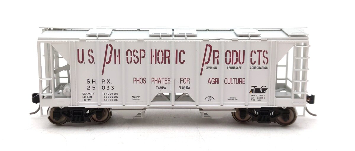 Bowser 42776 HO US Phosphoric Products 70-Ton 2-Bay Covered Hopper RTR #25033