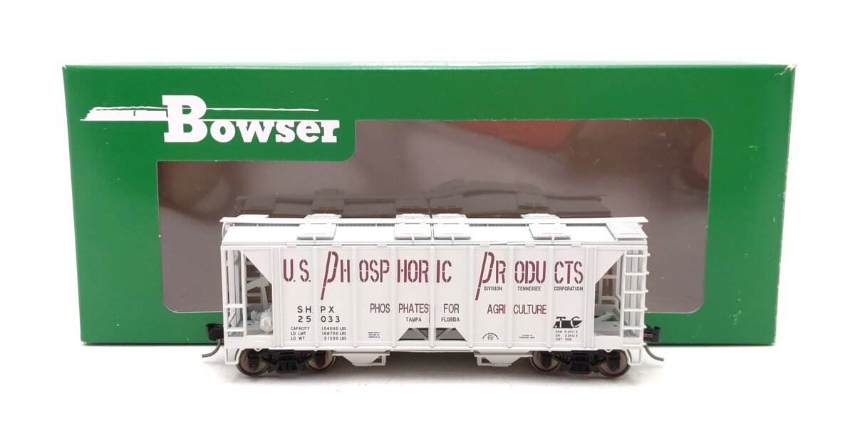 Bowser 42776 HO US Phosphoric Products 70-Ton 2-Bay Covered Hopper RTR #25033