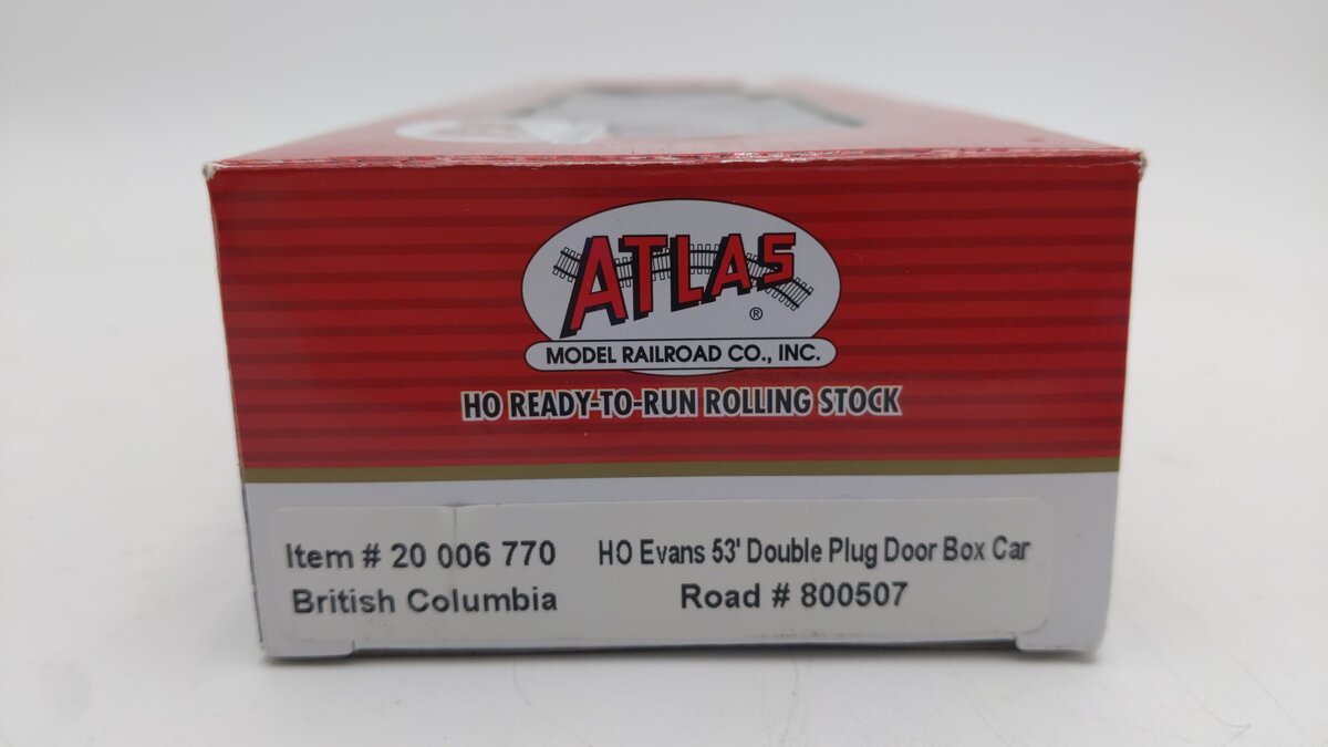 Atlas 20006770 HO British Columbia 53' Evans Double Plug Door Box Car #800507
