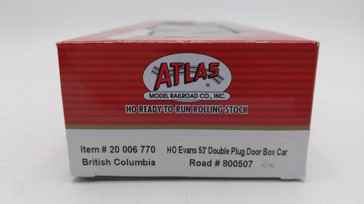 Atlas 20006770 HO British Columbia 53' Evans Double Plug Door Box Car #800507