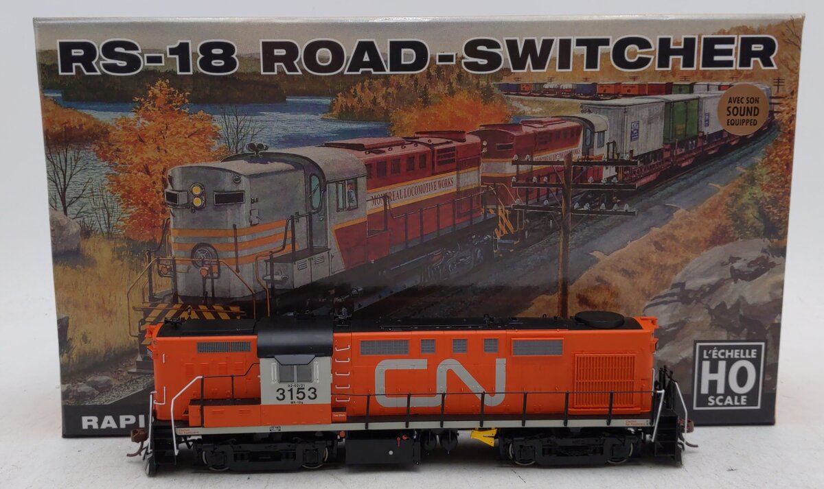 Rapido Trains 32515 HO Canadian National MLW RS-18 Diesel Locomotive #3153 EX/Box
