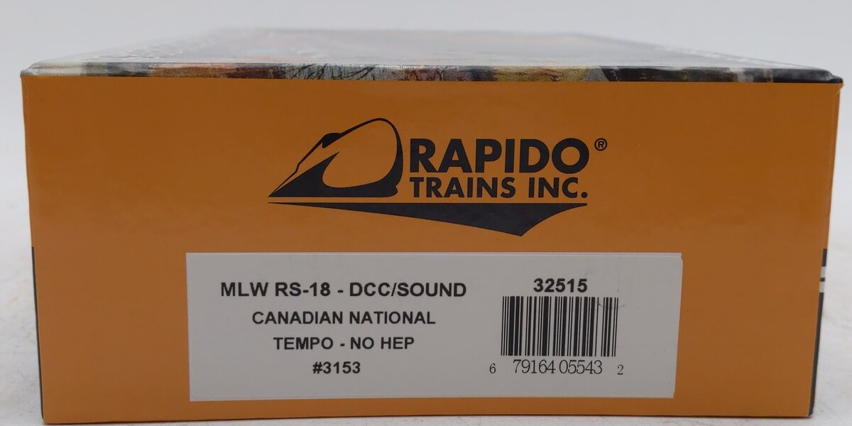 Rapido Trains 32515 HO Canadian National MLW RS-18 Diesel Locomotive #3153 EX/Box