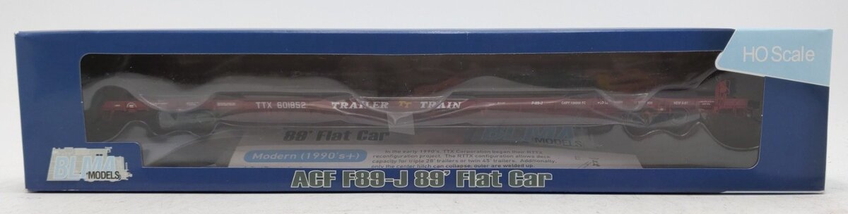 BLMA Models 51007 HO Scale TTX ACF F89-J 89' Flatcar #601852
