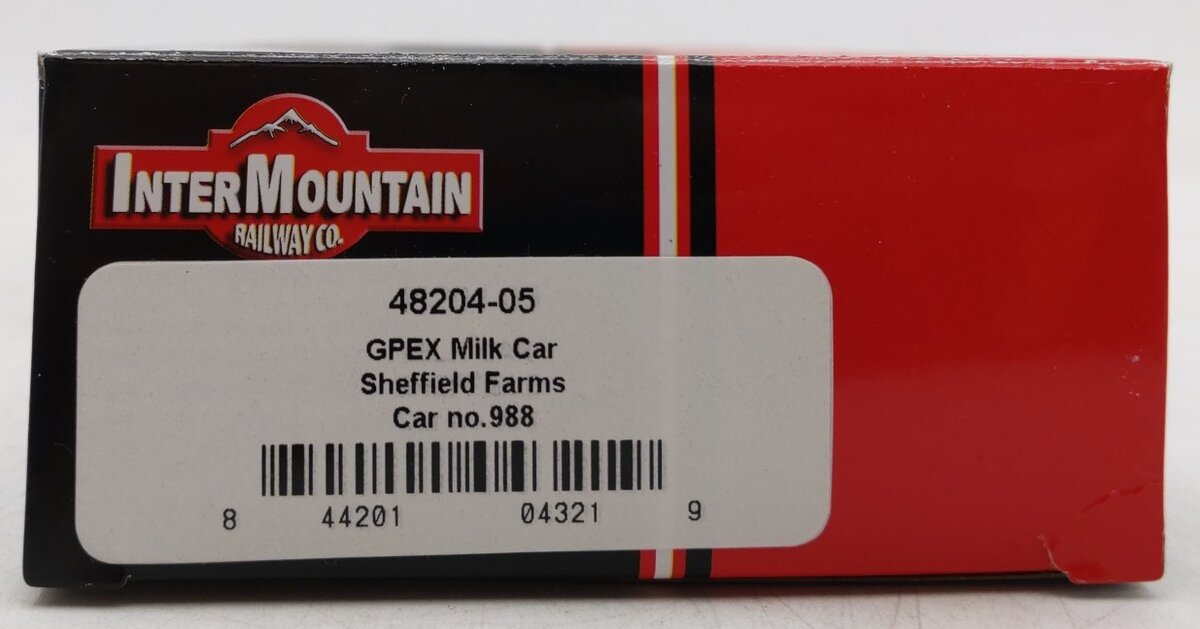 InterMountain 48204-05 HO Scale GPEX Sheffield Farms Milk Car #988 EX/Box