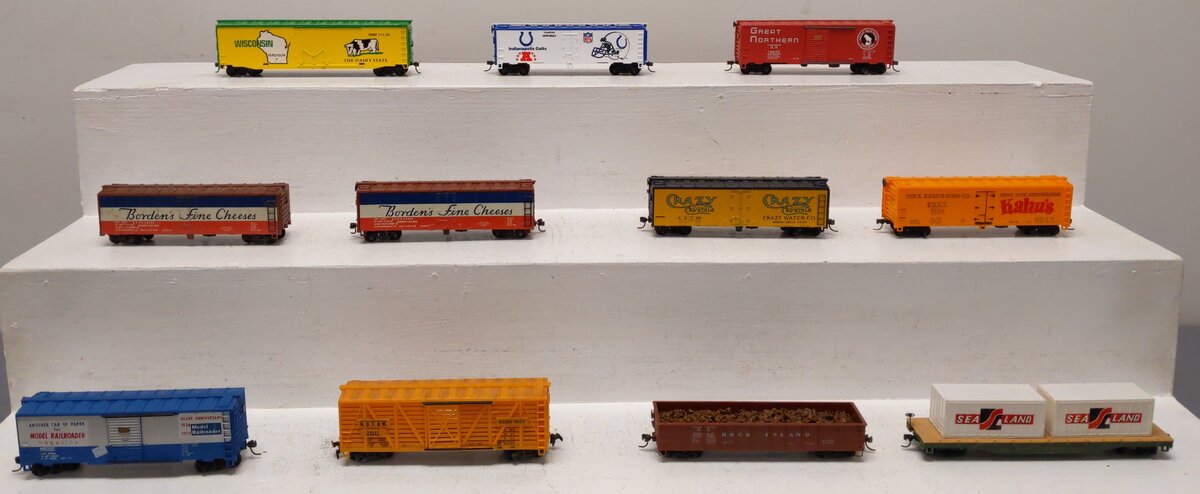 Mantua HO Scale Assorted Freight-Boxcars, Reefer, Gondola, & Flatcar [11] EX