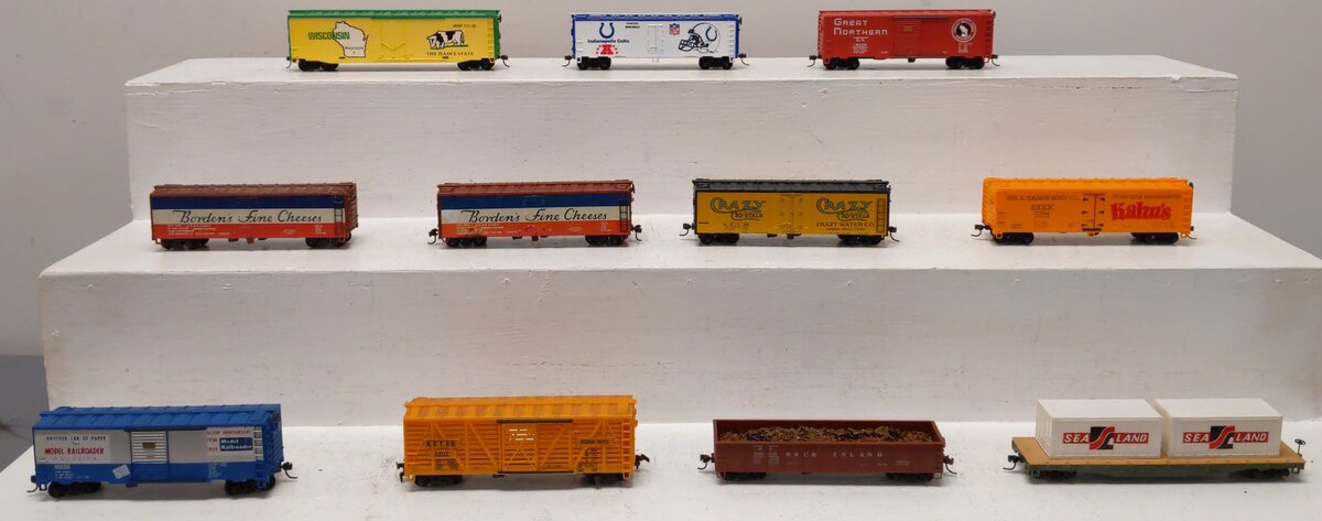 Mantua HO Scale Assorted Freight-Boxcars, Reefer, Gondola, & Flatcar [11] EX