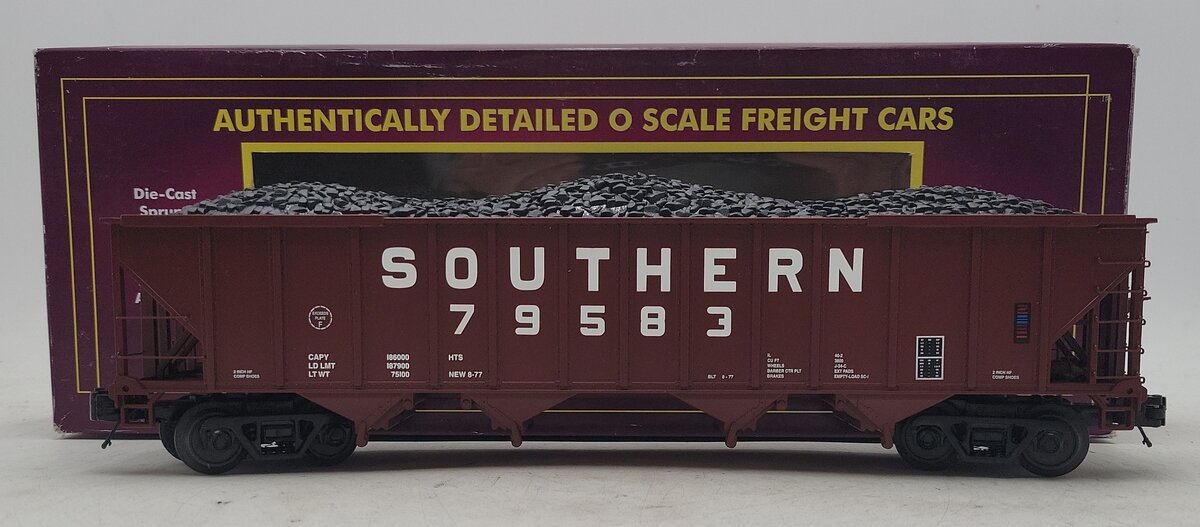 MTH 20-97744 O-Gauge Southern 4-Bay Hopper Car w/ Coal Load #79583