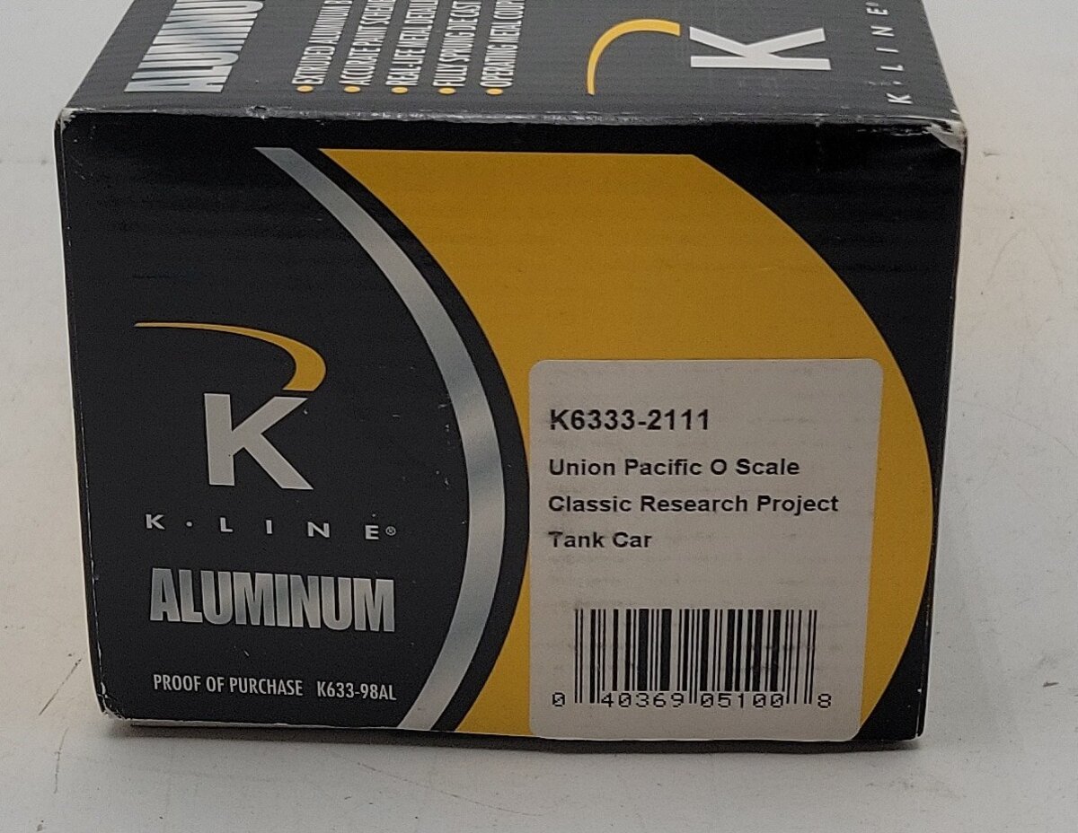 K-Line K6333-2111 Union Pacific Single Dome Scale Tank Car - 2 Rail LN/Box