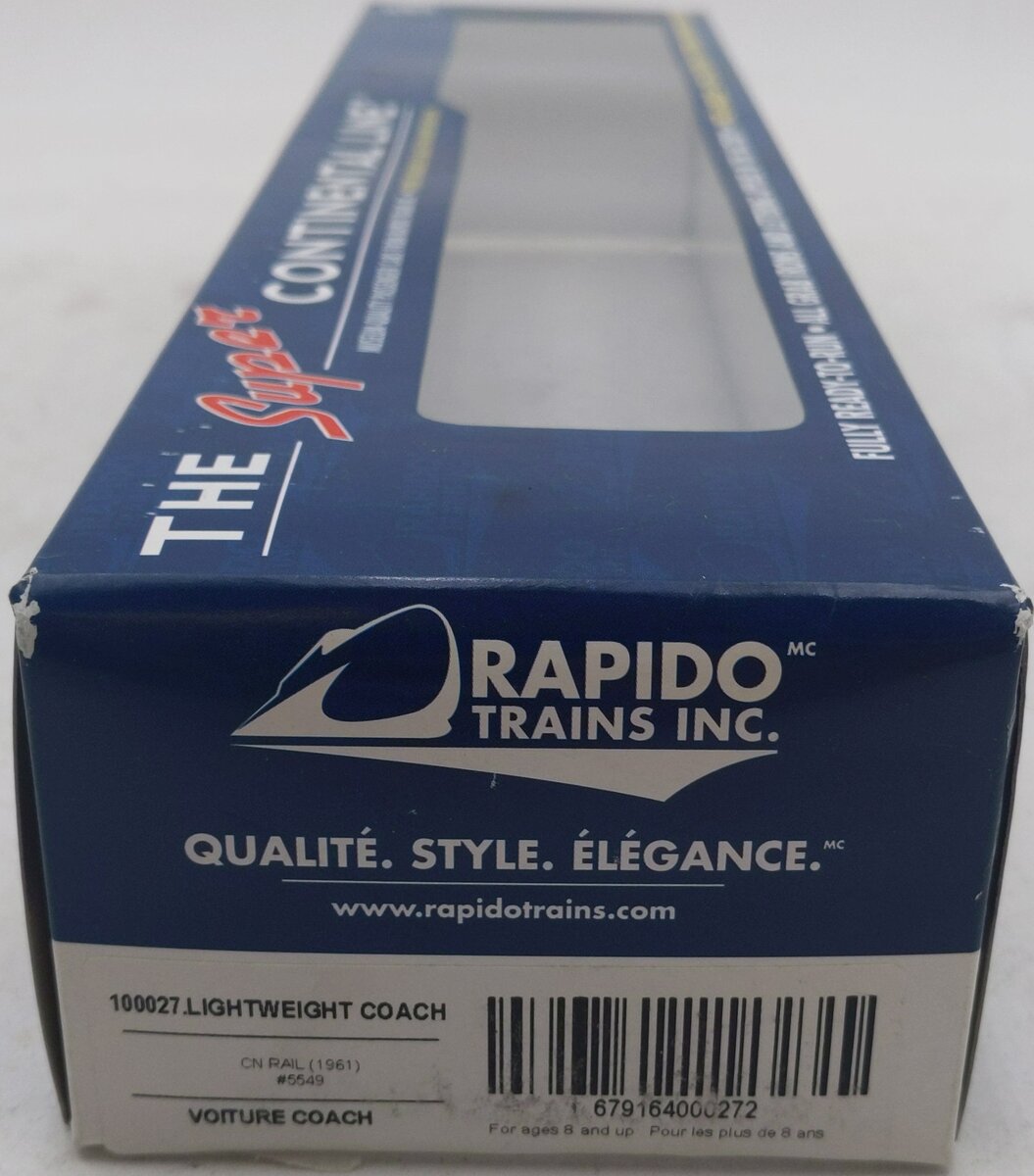 Rapido Trains 100027 HO Scale CN Rail Lightweight Voiture Coach #5549 EX/Box