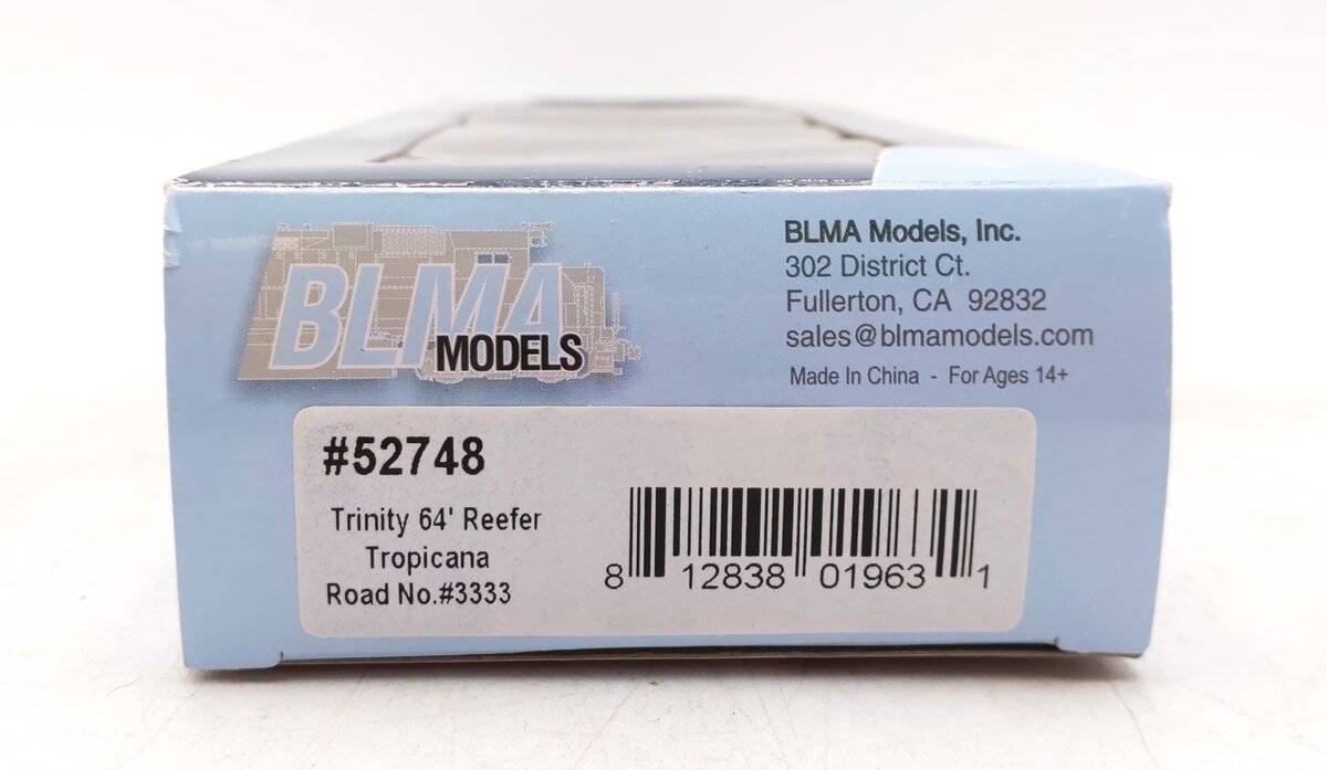 BLMA Models 52748 HO Tropicana Trinity 64' Reefer #3333