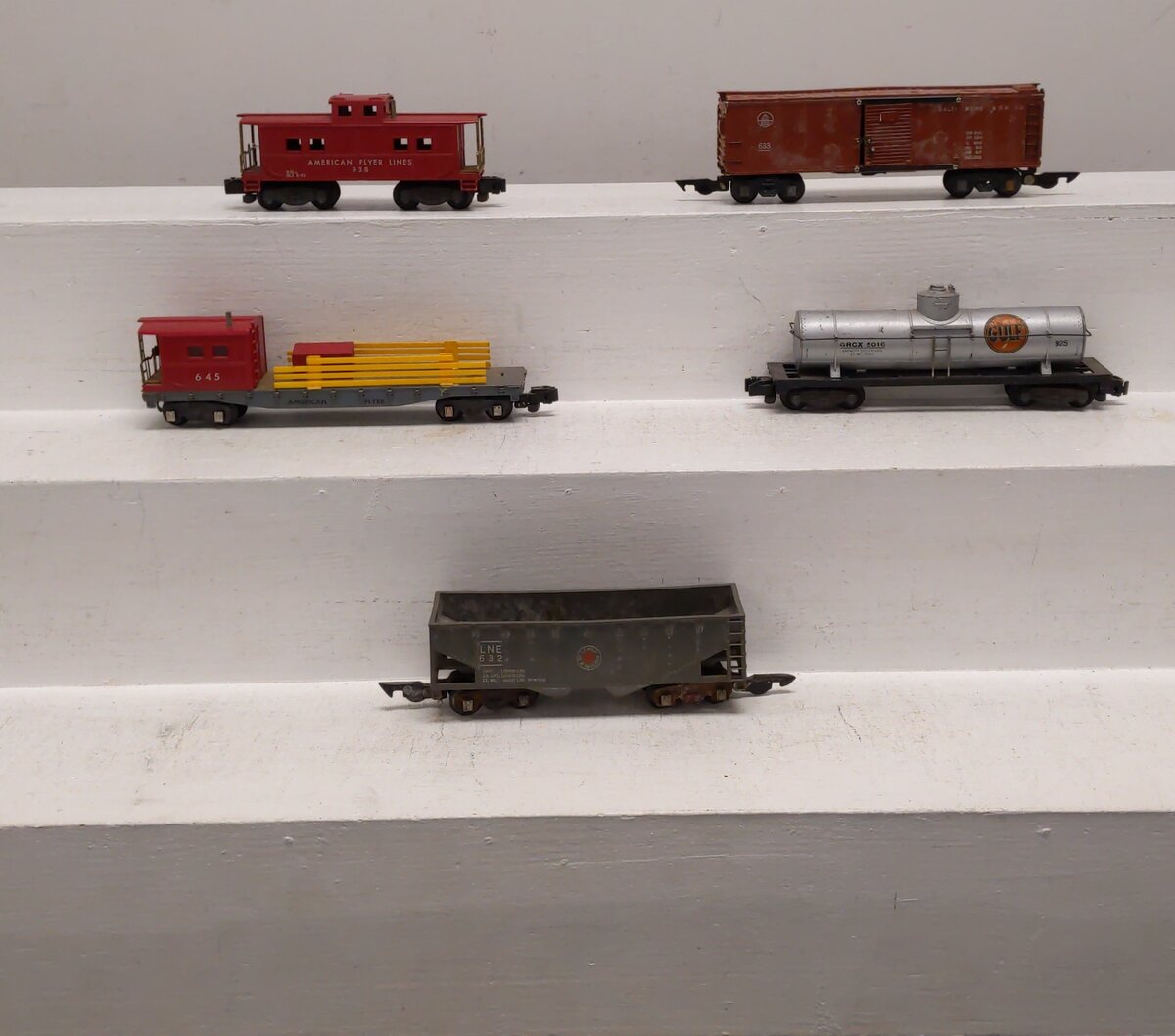 American Flyer Vintage S Postwar Freight Cars # 633, 645, 925, 632 & 938 [5] VG
