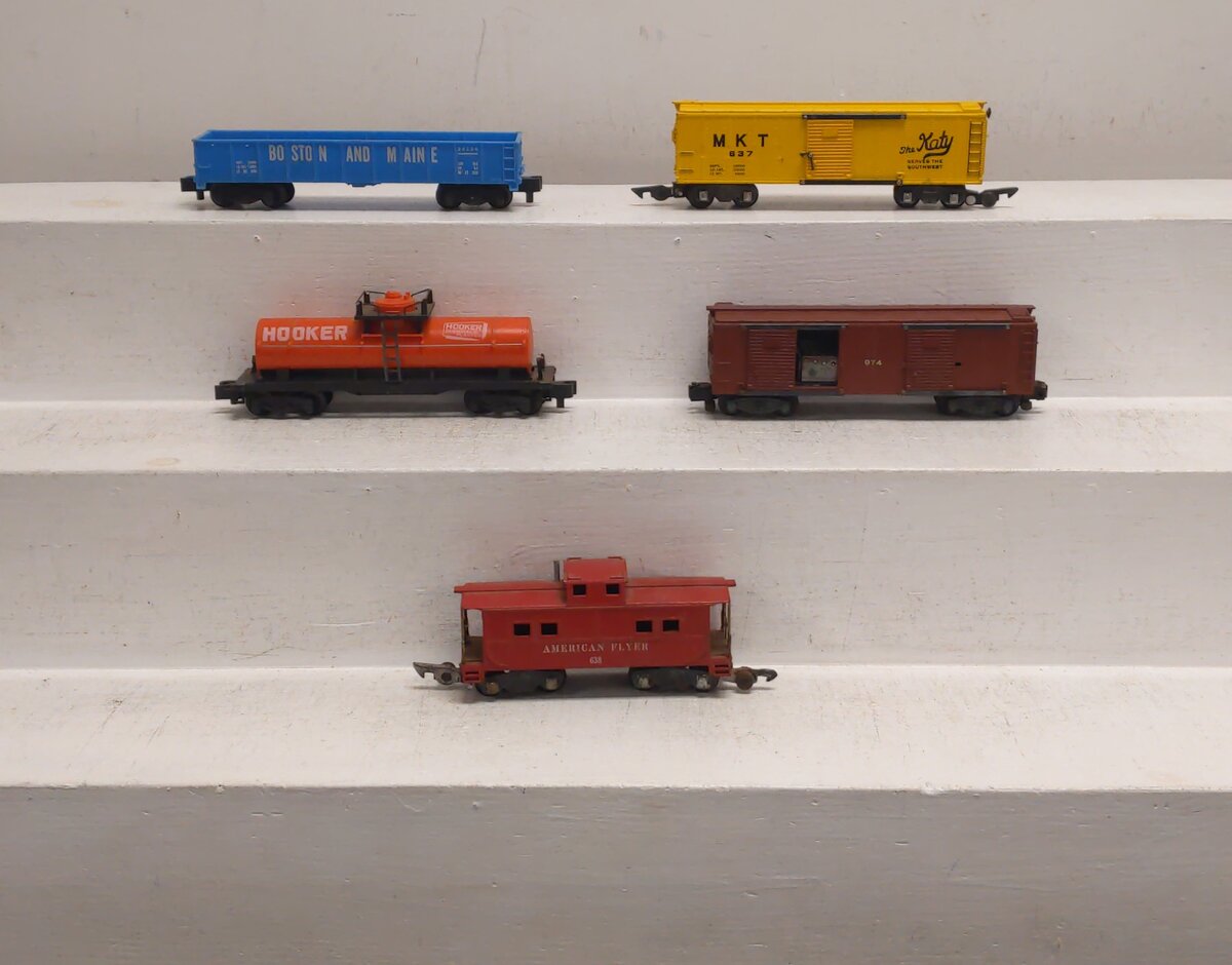 American Flyer S Postwar Freight Cars # 637, 24124, 974, 24329 & 638 [5] EX