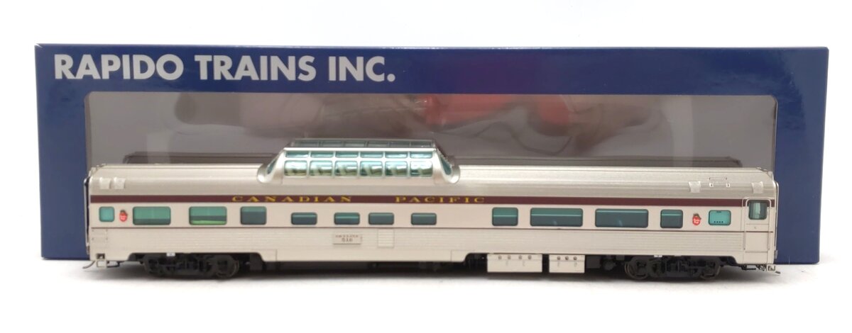 Rapido Trains 116043 HO Canadian Pacific Maroon Budd Mid-Train Dome Car #516 LN/Box