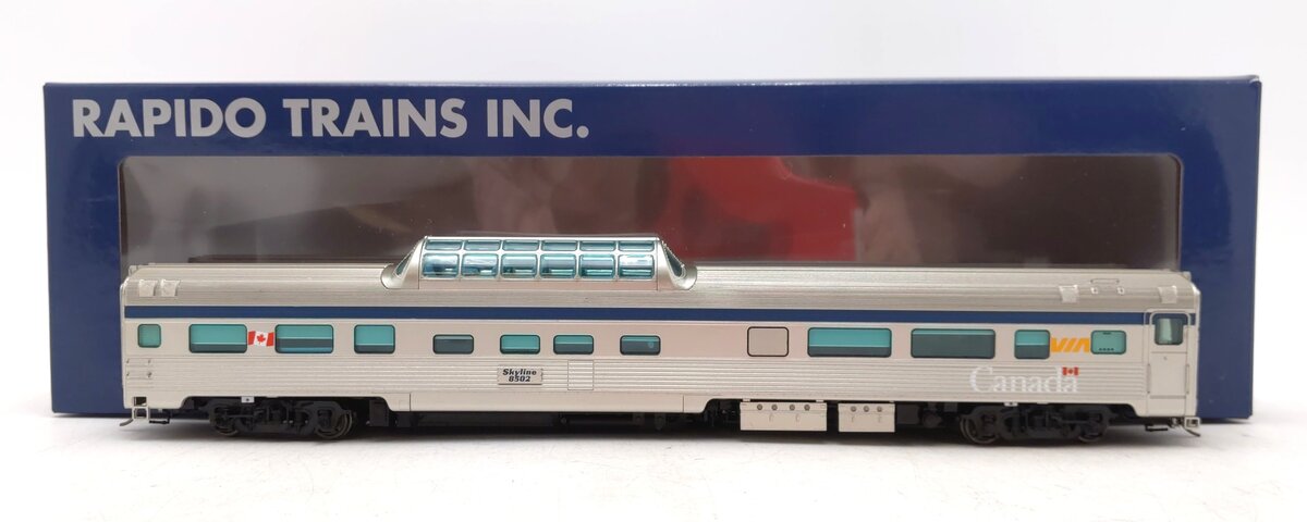 Rapido Trains 116046 HO VIA Rail Canada Budd Mid-Train Dome Car #8502